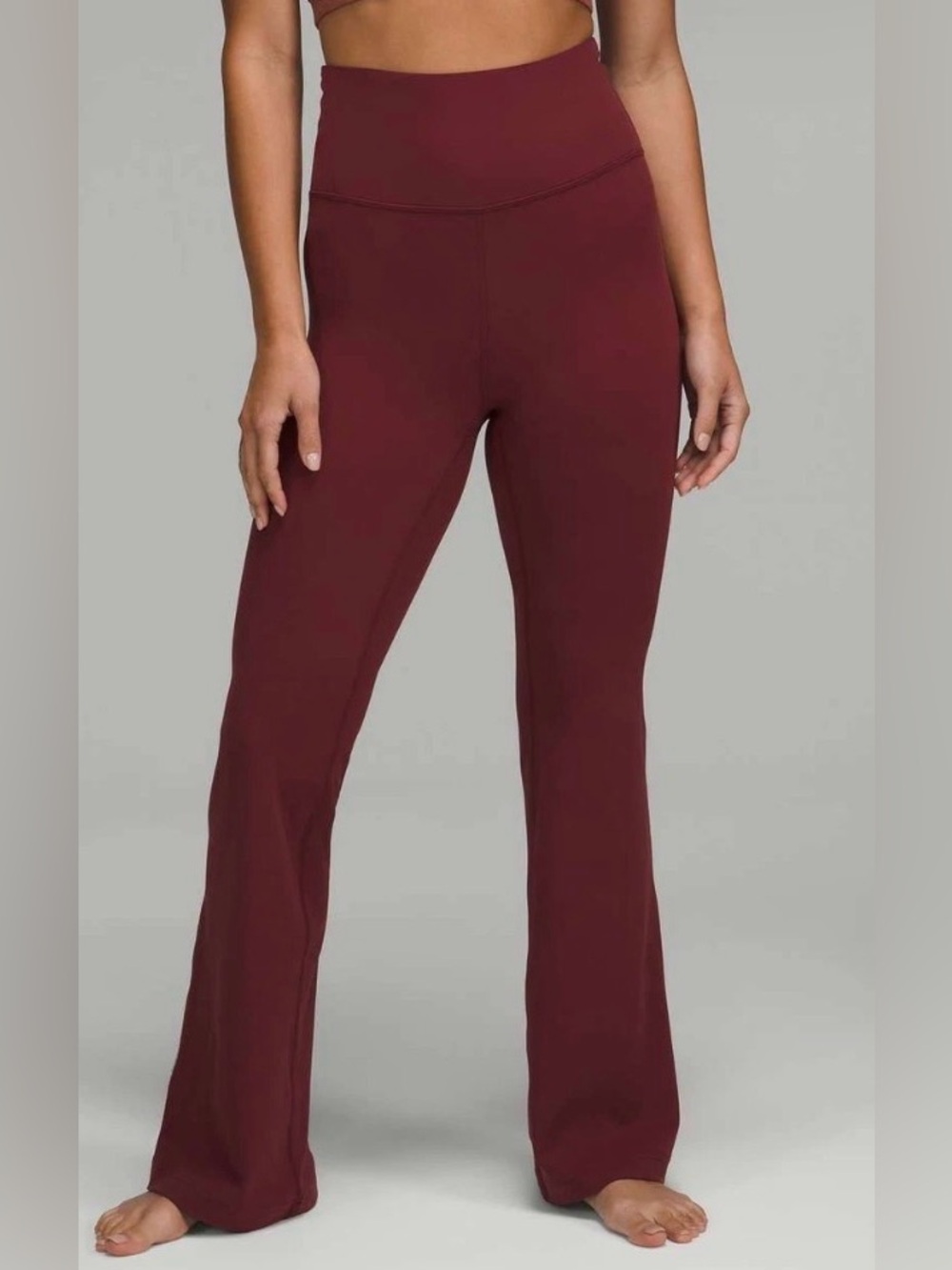 lululemon Burgundy Groove Nulu Super High Rise Flared Pant Tall Leggings 6 x 32